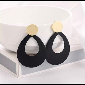 Black Golden Geometric Hanging Earrings